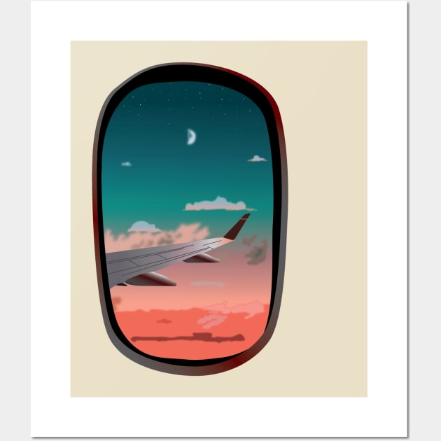 Plane window crescent | View | Moon Wall Art by blacckstoned